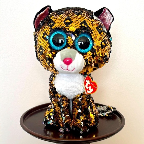 Brand New Ty Flippables STERLING Leopard Beanie Boos Sequins Plush 9" Medium - Picture 13 of 13